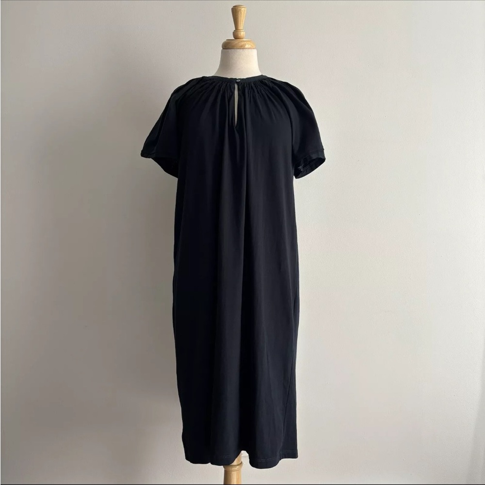 VANESSA BRUNO Black Cotton Jersey Short Sleeve Dress M